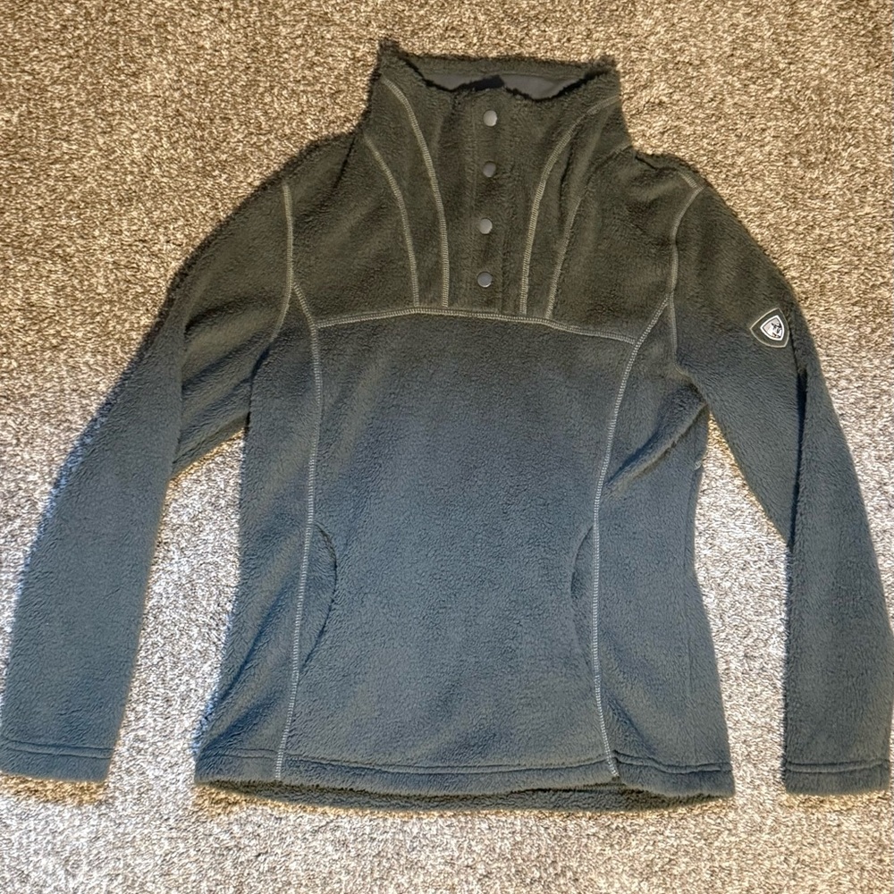 Kuhl Dark Green  Fleece Cowl Neck Sweater